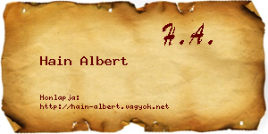 Hain Albert névjegykártya